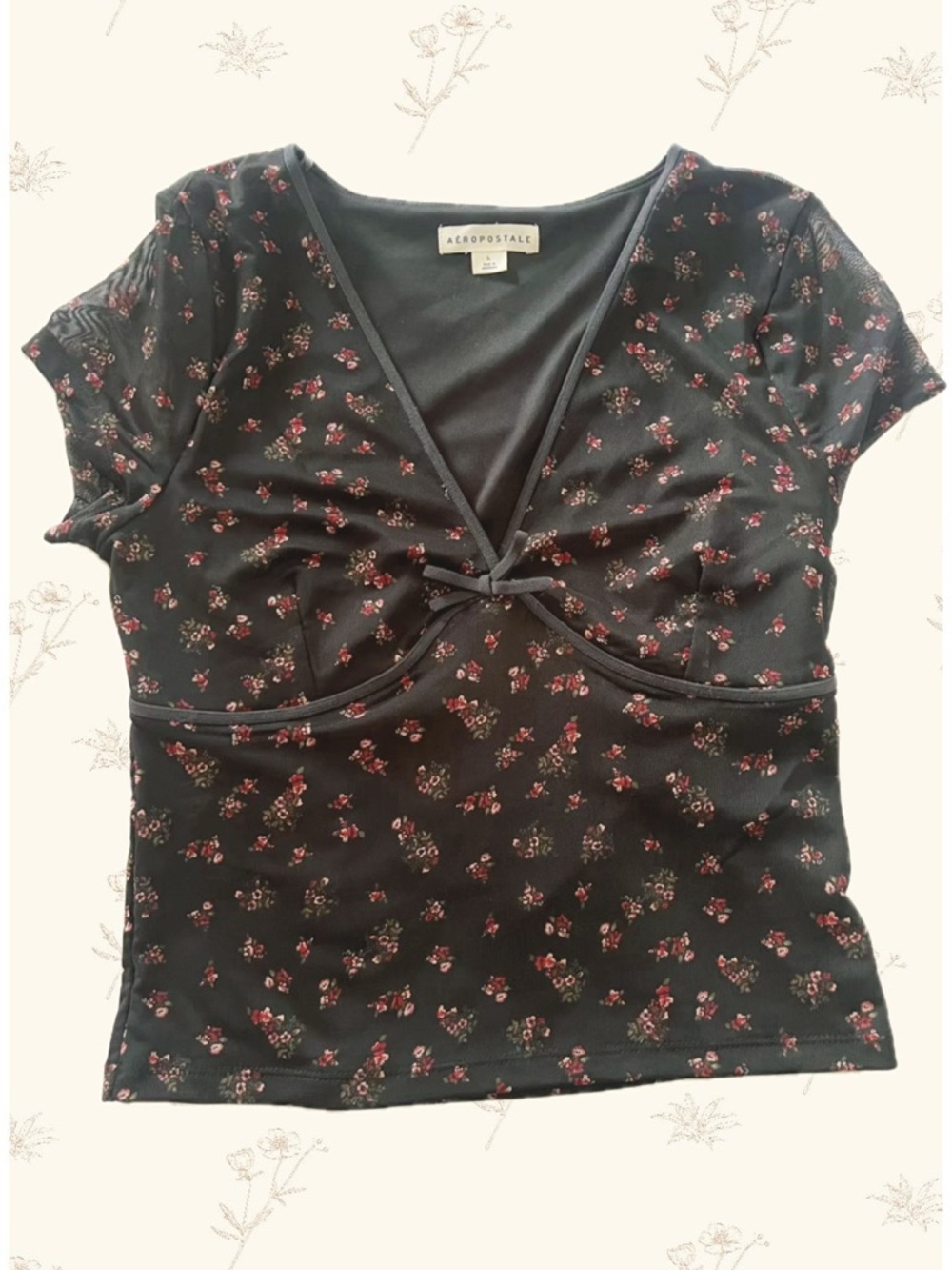 Aeropostale black floral crop top